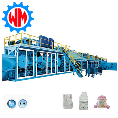 comprar 800 pcs/minuto Línea de producción de pañales para bebés Equipo de fabricación de pañales de servicio completo online manufacture
